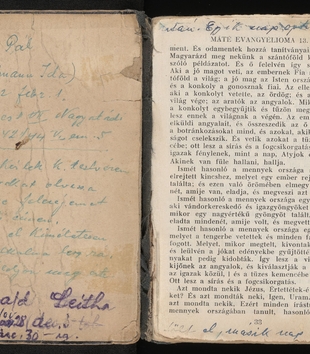 Photo of an open page in Pál Szegö's diary
