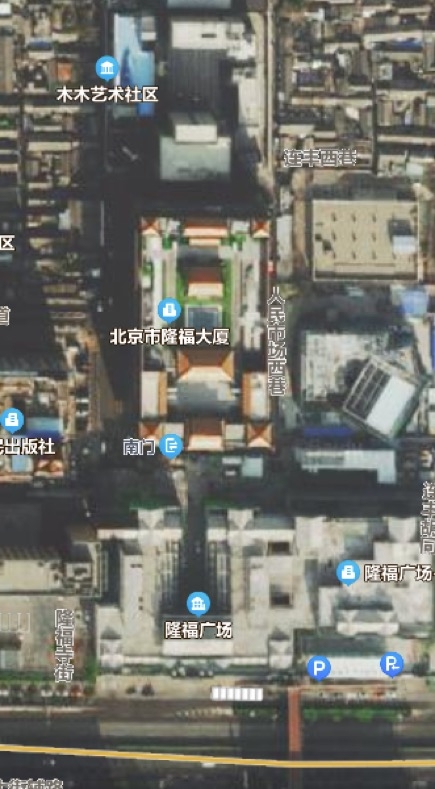 Screenshot of a map app showing new temple buildings