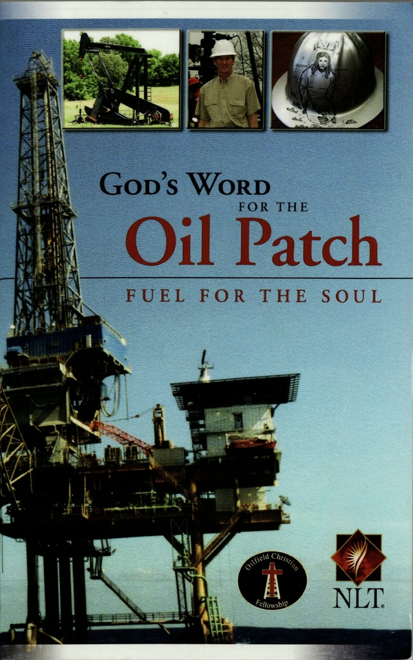 Scan of book cover featuring a photograph of an oil rig