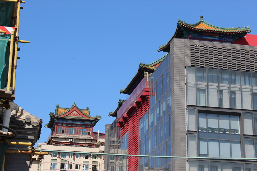 view of the a temple building from the ground 